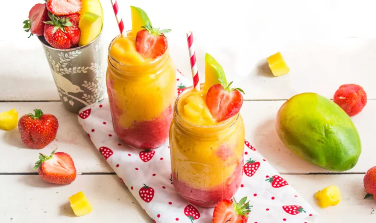 Fresh Mango Strawberry Swirled Slushies