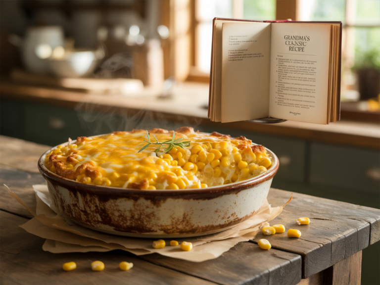 Cheesy Baked Corn Casserole – The Creamy Comfort Side Everyone Loves!