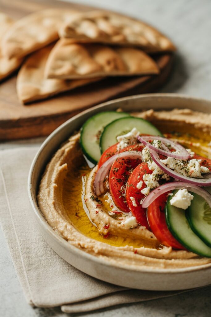 Greek Style Loaded Hummus: A Vibrant Mediterranean Mezze You'll Love 1 YILyeR5DQAW09fLJzW7z3g