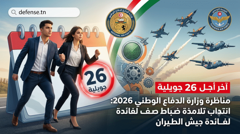 مناظرة وزارة الدفاع الوطني 2026: انتداب تلامذة ضباط صف لفائدة جيش الطيران (آخر أجل 26 جويلية)